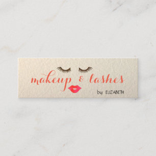 Elegante Stijlvolle Moderne, Lippen, Wimpers, Make Mini Visitekaartje