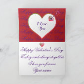 Elegante stijlvolle moderne rode hart Valentijnsda Feestdagen Kaart (Binnen)