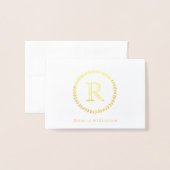 Elegante stijlvolle moderne rustieke krans monogra folie kaarten (Voorkant met envelop)