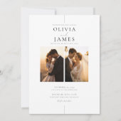 Elegante stijlvolle moderne twee foto bruiloft kaart (Achterkant)