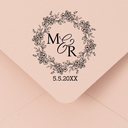 Elegante stijlvolle monogram botanische bloemen br rubberstempel