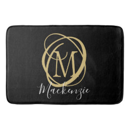 Elegante stijlvolle monogram scriptnaam zwart goud badmat
