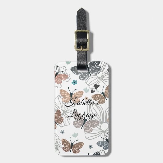 Elegante stijlvolle mooie vlinders gepersonaliseer bagagelabel (Voorkant verticaal)