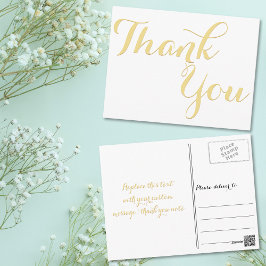 Elegante stijlvolle namaak gouden script witte bed briefkaart