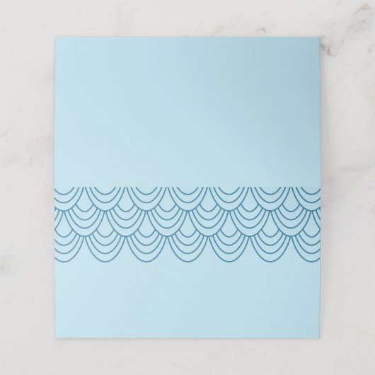 Elegante stijlvolle omtrek blauw geometrisch plaatskaartje (Buitenkant ongevouwen)