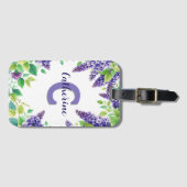 Elegante stijlvolle Paarse lila's met groene blade Bagagelabel (Voorkant (horizontaal))