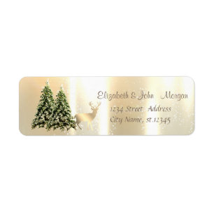 Elegante, stijlvolle pijnbomen, Kerst rendieren Etiket