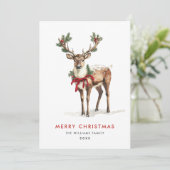 Elegante stijlvolle rendier vrolijke kerstgroet feestdagenkaart (Staand voorkant)