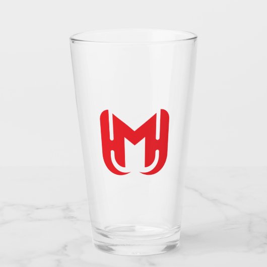 Elegante stijlvolle Rode Letter M Glas (Voorkant)