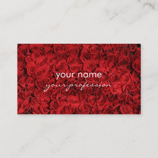 elegante, stijlvolle rode rozen foto visitekaartje (Voorkant)