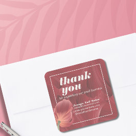 Elegante stijlvolle rode tulp abstract patroon vierkante sticker