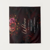 Elegante stijlvolle rode zwarte bloemen bruiloft w wandkleed (Voorkant)