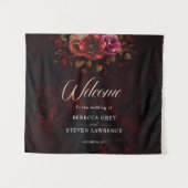 Elegante stijlvolle rode zwarte bloemen bruiloft w wandkleed (Voorkant (horizontaal))