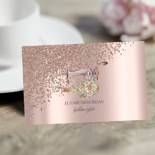 Elegante stijlvolle roze gouden diamanten naaimach visitekaartje