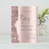 Elegante stijlvolle roze gouden glitterscript kaart (Staand voorkant)