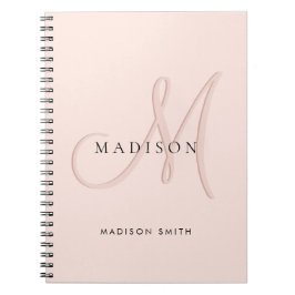 Elegante stijlvolle roze monogram schrift notitieboek