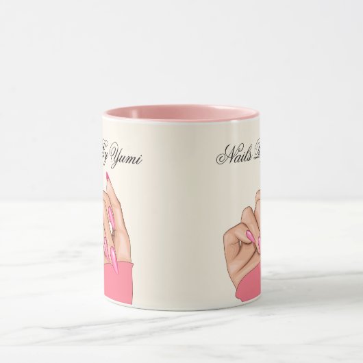 Elegante stijlvolle roze nagels Script Beauty Salo Mok (Midden)