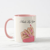 Elegante stijlvolle roze nagels Script Beauty Salo Mok (Links)