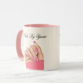 Elegante stijlvolle roze nagels Script Beauty Salo Mok (Voorkant links)