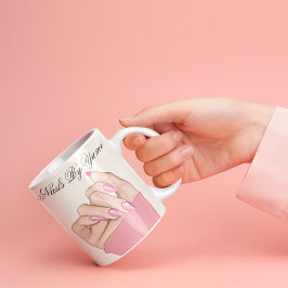 Elegante stijlvolle roze nagels Script Beauty Salo Mok