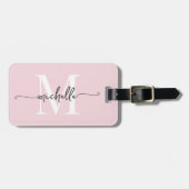 Elegante stijlvolle roze roze monogram initiaal sc bagagelabel (Voorkant horizontaal)