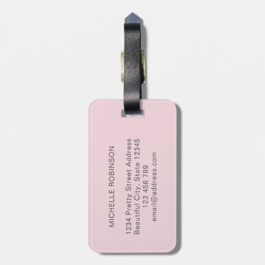 Elegante stijlvolle roze roze monogram initiaal sc bagagelabel (Achterkant verticaal)