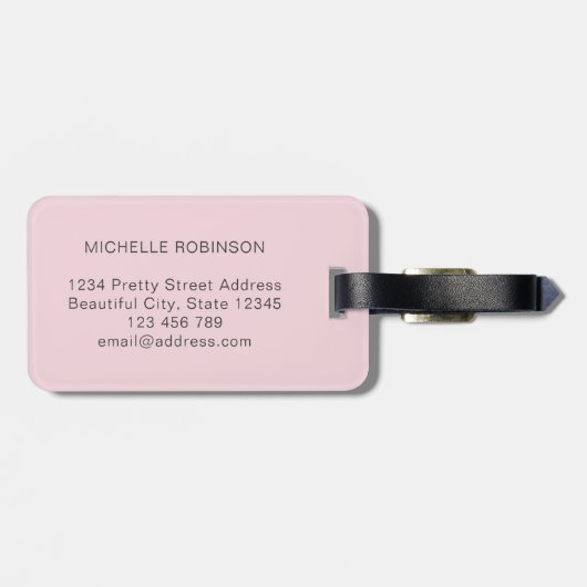 Elegante stijlvolle roze roze monogram initiaal sc bagagelabel (Achterkant horizontaal)