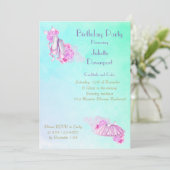 Elegante stijlvolle roze Waterverf ballet verjaard Kaart (Staand voorkant)