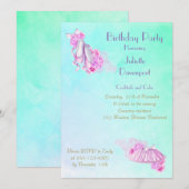 Elegante stijlvolle roze Waterverf ballet verjaard Kaart (Voorkant / Achterkant)