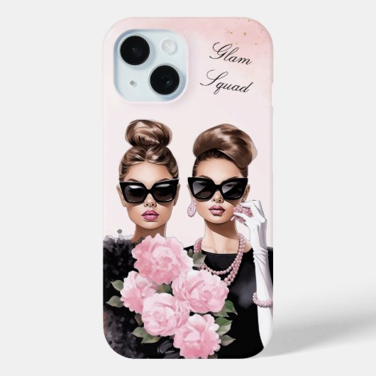 Elegante stijlvolle roze zwarte Waterverf Glam Squ Case-Mate iPhone Case (Achterkant)