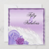 Elegante stijlvolle Rozen & veren Fabulous 50 Kaart (Voorkant)