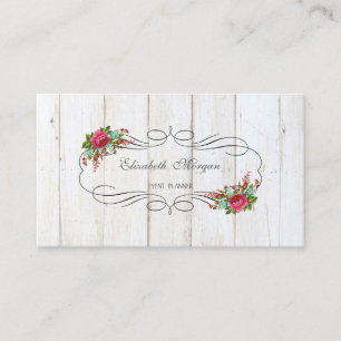 Elegante Stijlvolle Rustieke Chic,Bloemen,Hout Tex Visitekaartje