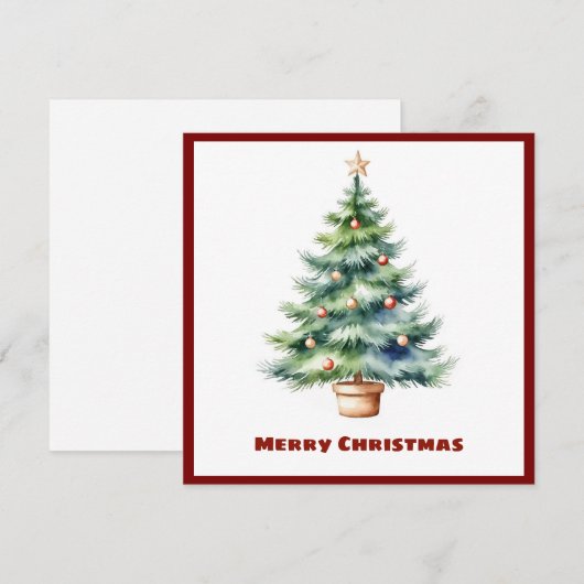 Elegante stijlvolle rustieke Waterverf kerstboom Feestdagenkaart (Voorkant / Achterkant)