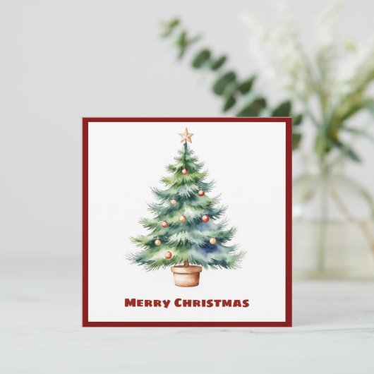 Elegante stijlvolle rustieke Waterverf kerstboom Feestdagenkaart (Staand voorkant)