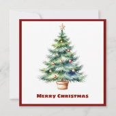 Elegante stijlvolle rustieke Waterverf kerstboom Feestdagenkaart (Voorkant)
