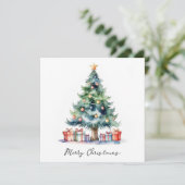 Elegante stijlvolle rustieke Waterverf kerstboom Feestdagenkaart (Staand voorkant)