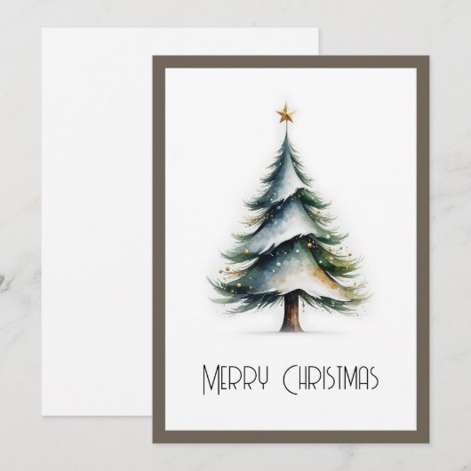 Elegante stijlvolle rustieke Waterverf kerstboom Feestdagenkaart (Voorkant / Achterkant)