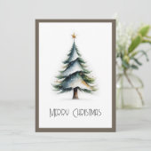 Elegante stijlvolle rustieke Waterverf kerstboom Feestdagenkaart (Staand voorkant)