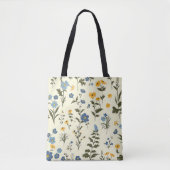 Elegante stijlvolle Schattigee Blauwe Botanische B Tote Bag (Voorkant)
