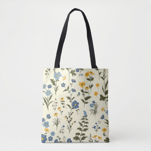 Elegante stijlvolle Schattigee Blauwe Botanische B Tote Bag (Voorkant)