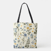 Elegante stijlvolle Schattigee Blauwe Botanische B Tote Bag (Achterkant)