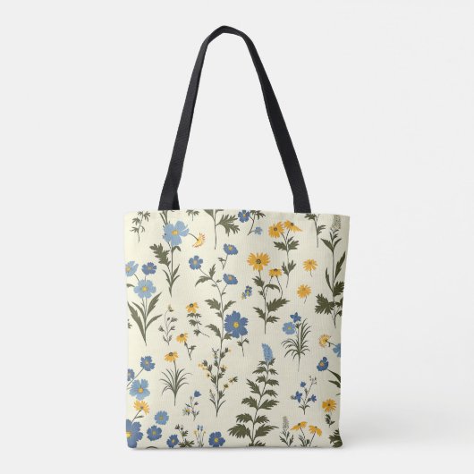 Elegante stijlvolle Schattigee Blauwe Botanische B Tote Bag (Achterkant)