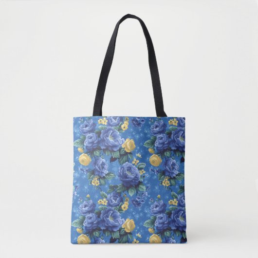 Elegante stijlvolle Schattigee Blauwe Botanische B Tote Bag (Voorkant)