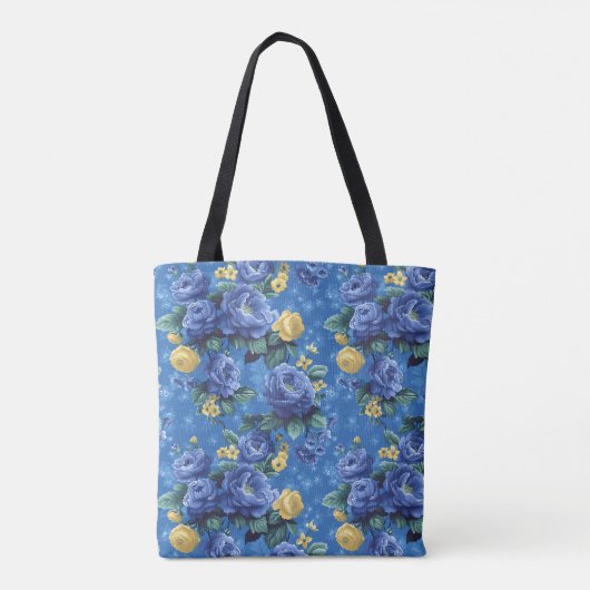 Elegante stijlvolle Schattigee Blauwe Botanische B Tote Bag (Achterkant)