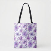 Elegante Stijlvolle Schattigee Boho Paarse Botanis Tote Bag (Voorkant)