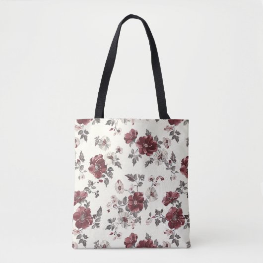 Elegante stijlvolle Schattigee Bourgondische botan Tote Bag (Voorkant)