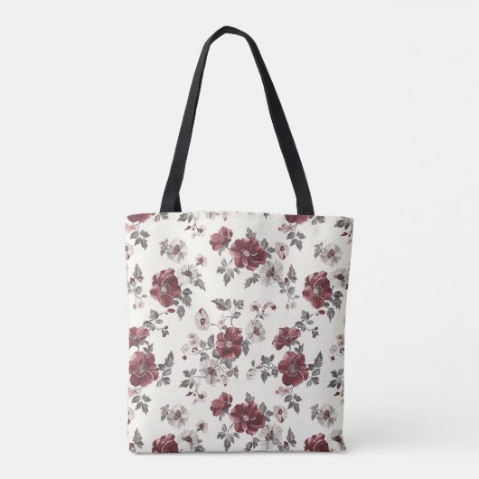 Elegante stijlvolle Schattigee Bourgondische botan Tote Bag (Achterkant)