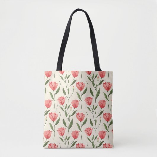 Elegante stijlvolle Schattigee roze botanische tul Tote Bag (Voorkant)