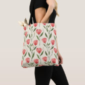 Elegante stijlvolle Schattigee roze botanische tul Tote Bag (Dichtbij)