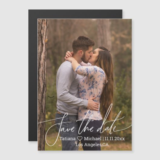 elegante stijlvolle script foto save the date magn (Voorkant / Achterkant)